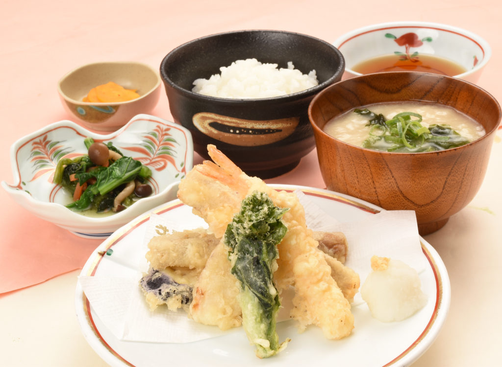 春野菜と海老の天ぷら定食